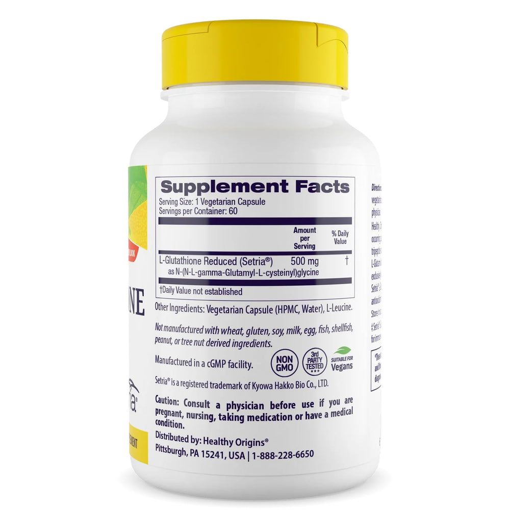 Label for Healthy Origins L-Glutathione Setria