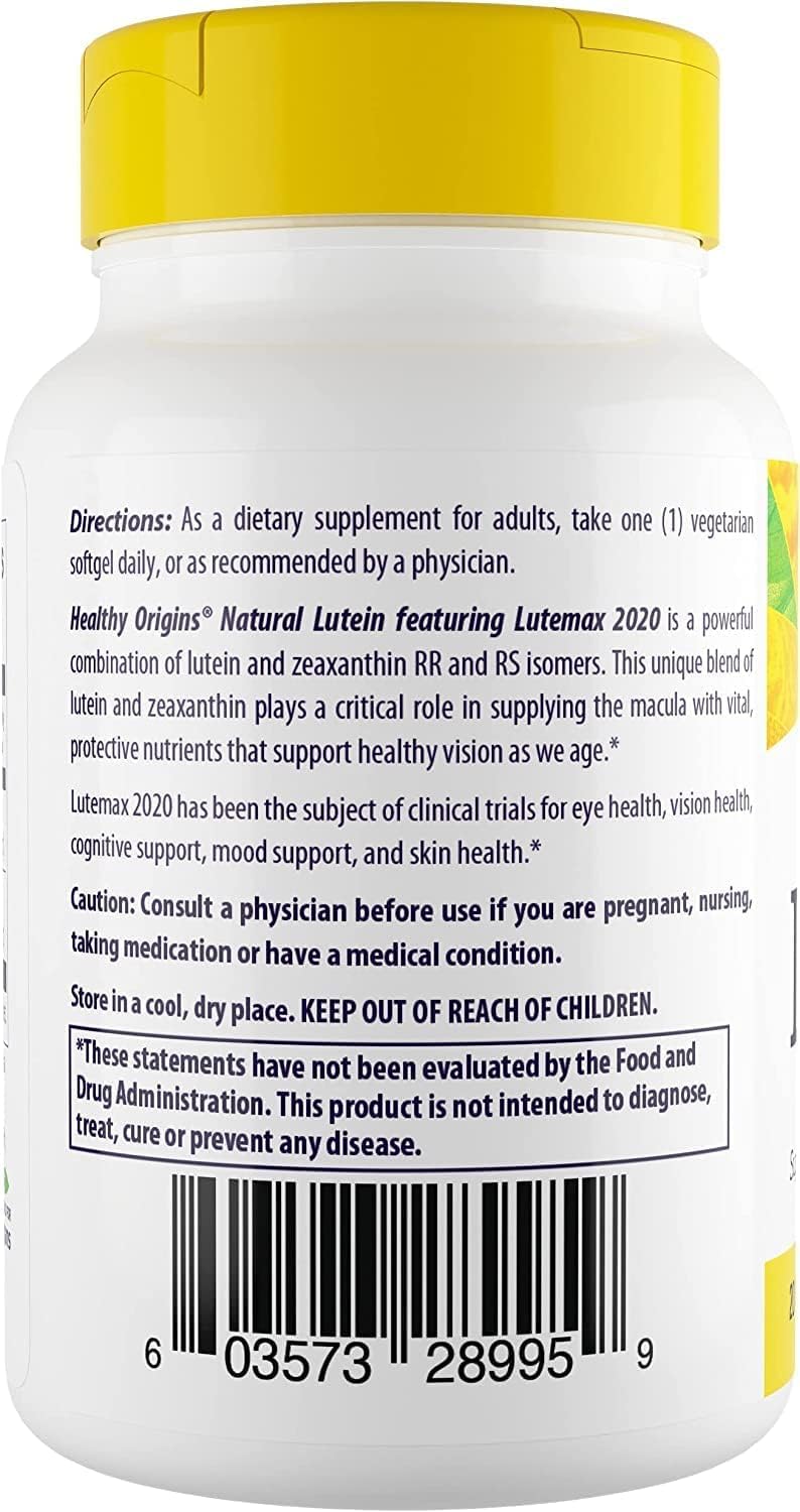 Close-up of Lutemax 2020 with zeaxanthin isomers on ingredients panel