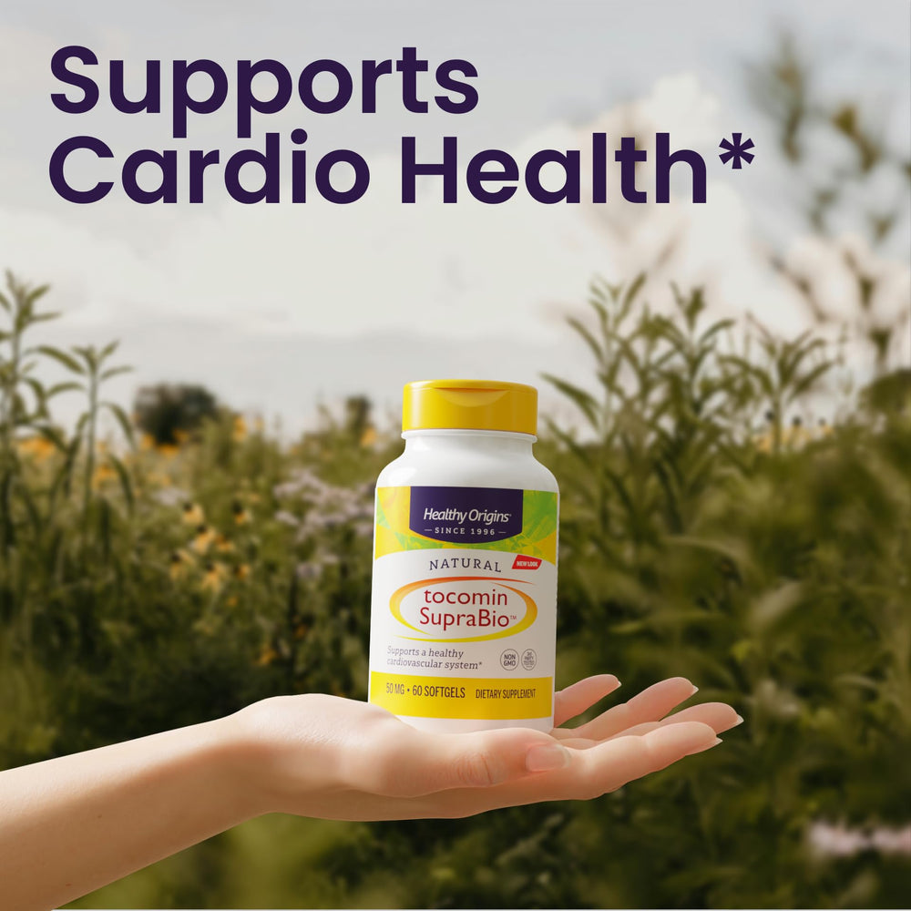Healthy Origins Tocomin SupraBio gluten-free badge indicating suitability for gluten-free diets.