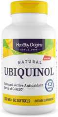 Bottle of Healthy Origins Ubiquinol 300 mg softgels front view