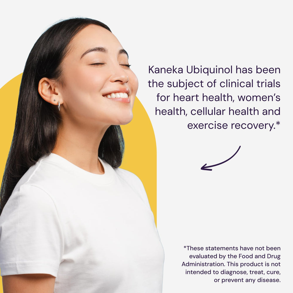 Healthy Origins ubiquinol softgel label close-up highlighting Kaneka Ubiquinol form.
