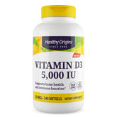 Bottle of Healthy Origins Vitamin D3 5000 IU softgels with lanolin