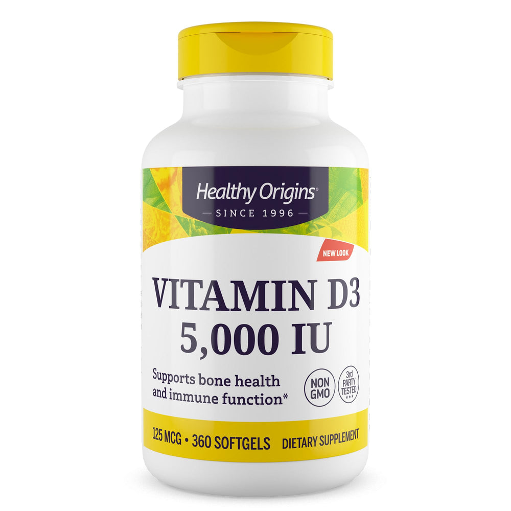 Healthy Origins Vitamin D3 5000 IU softgels bottle