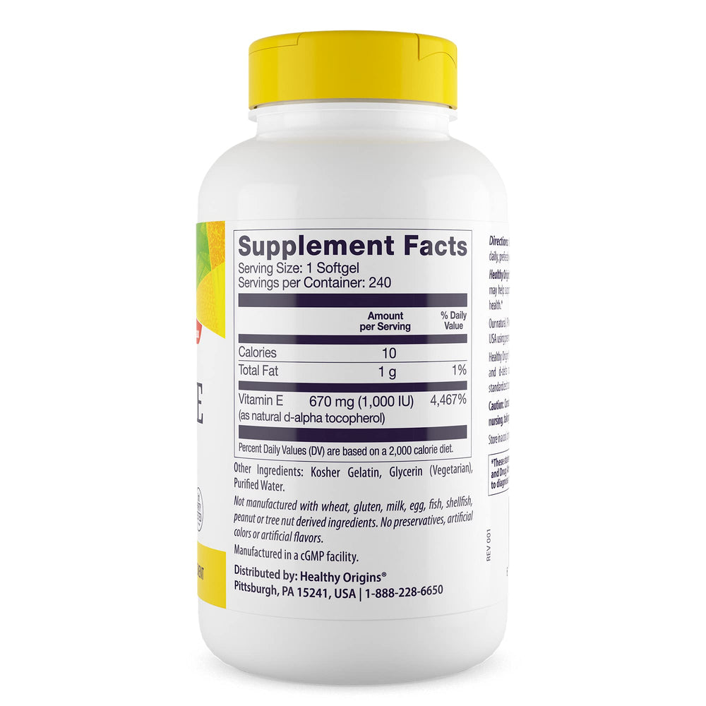 Vitamin E 1000 IU softgels in bottle