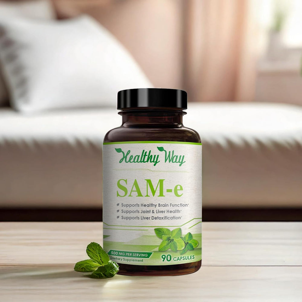 Healthy Way SAM-e 500mg bottle with clean packaging on white background