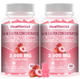 Healtionist 2000mg calcium citrate gummies with D3 and K2 peach flavor bottle
