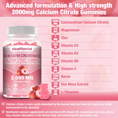 Packaging of Healtionist calcium citrate gummies with D3 and K2