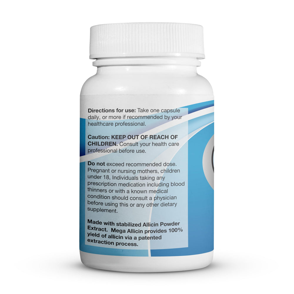 Illustration of heart health support from allicin-containing supplement.