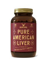 HEART & SOIL beef liver supplement bottle with 180 capsules