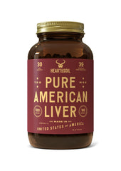 HEART & SOIL beef liver supplement bottle with 180 capsules