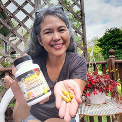 Heart health concept with turmeric cinnamon capsules