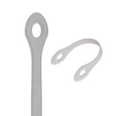 HeartScript Tongue Scraper 2-Pack in marble, recyclable BPA-free material.