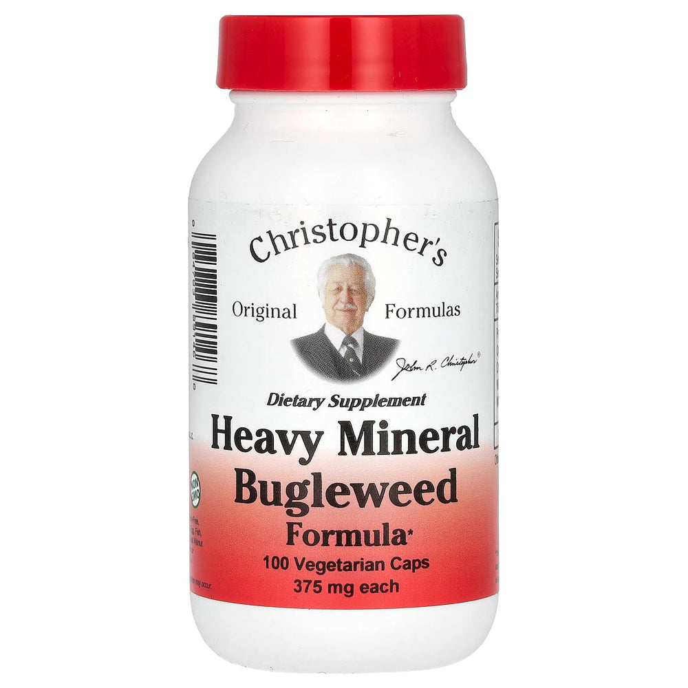 Dr. Christopher's Formulas Heavy Mineral Bugleweed Formula bottle label - 400 mg, 100 capsules