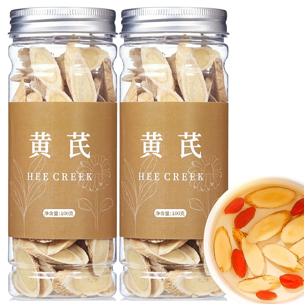 Hee Creek astragalus root slices in sealed jar with label