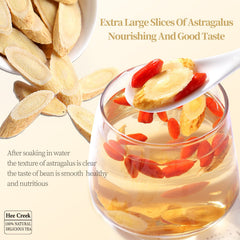 Astragalus root slices arranged for tea brewing