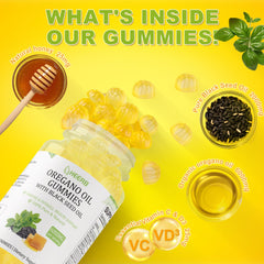 Front label highlights 6,000mg Organic Oregano Oil and 2,000mg Black Seed Oil