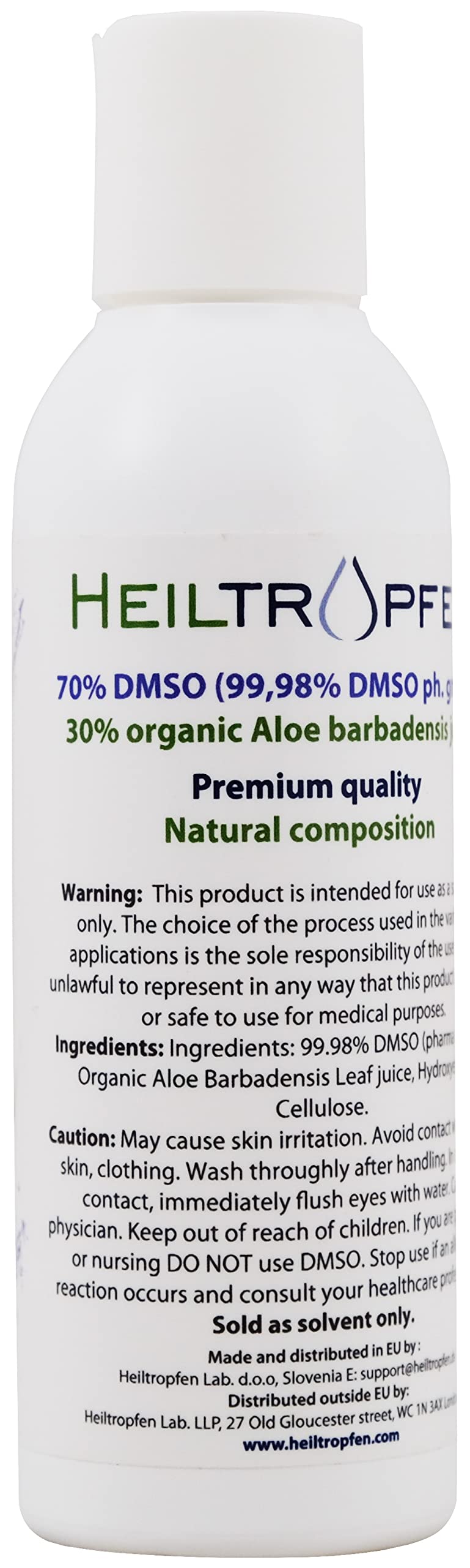 Ingredients: DMSO 99.98% and organic Aloe Vera leaf juice