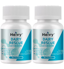 Front view of Heivy Lactase Enzyme 3000 Dairy Relief two-pack bottles