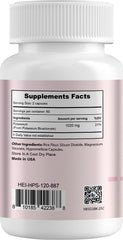 Back view of Heivy Potassium Supplement bottle with supplement facts
