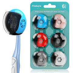 Helmet toothbrush covers set in black, white, grey, blue, pink, and red