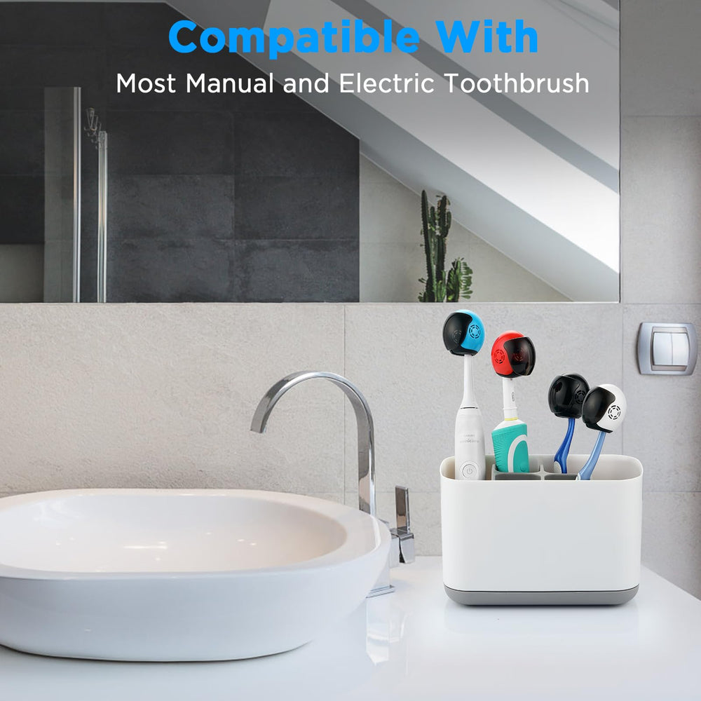 Travel-friendly helmet toothbrush covers in use