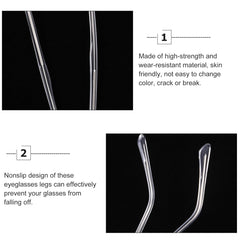 Transparent replacement arms mounted on eyeglasses