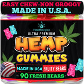 Bottle label for Hemp Gummies Sleep and Relaxation with 90 bears