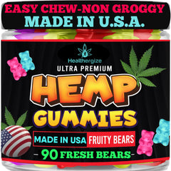 Bottle label for Hemp Gummies Sleep and Relaxation with 90 bears