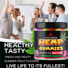 Fresh fruity hemp gummies in natural colors