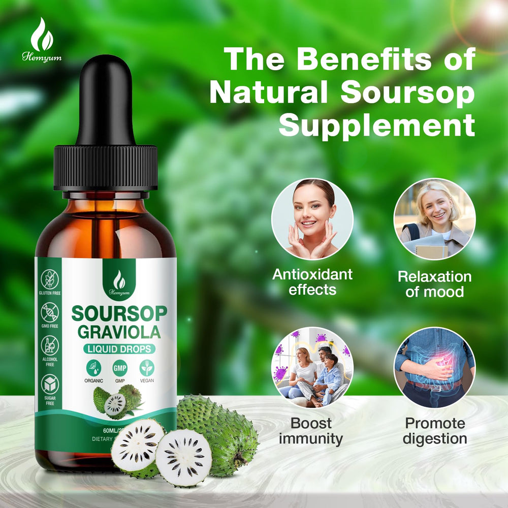 Soursop liquid drops dispensed from a dropper