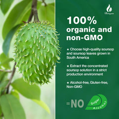 Organic sea moss ingredient pictured with Soursop liquid product