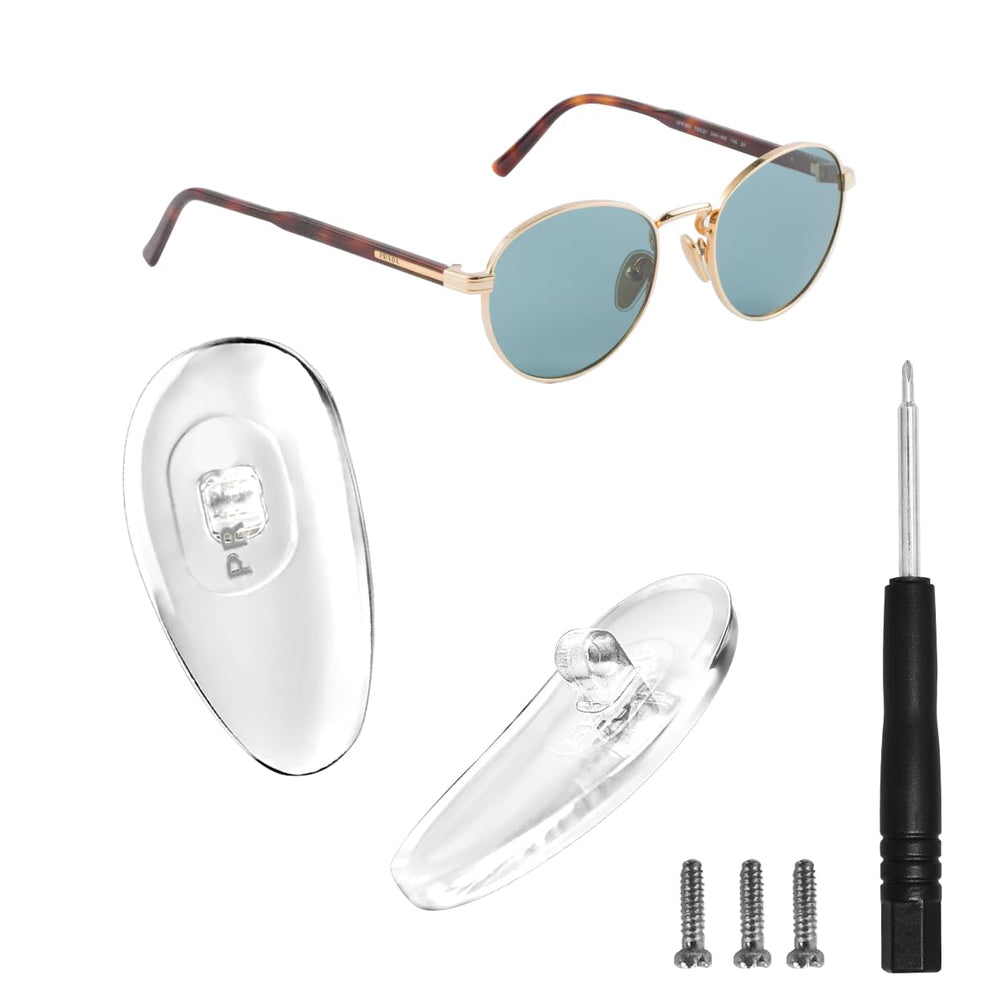 Screw-in nose pads for Prada sunglasses, silver, 16.5mm - front view