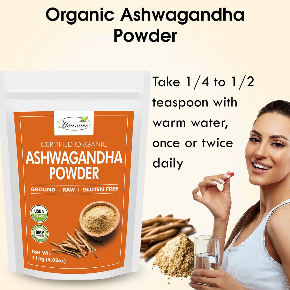 Close-up texture of hennaco Organic Ashwagandha Powder
