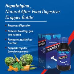 Hepatalgina artichoke leaf extract image highlights natural bile support for digestion.