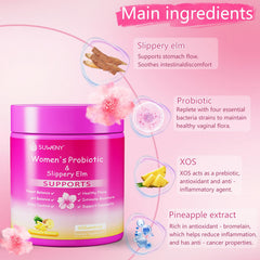 Pineapple flavored feminine probiotic gummies for women's health