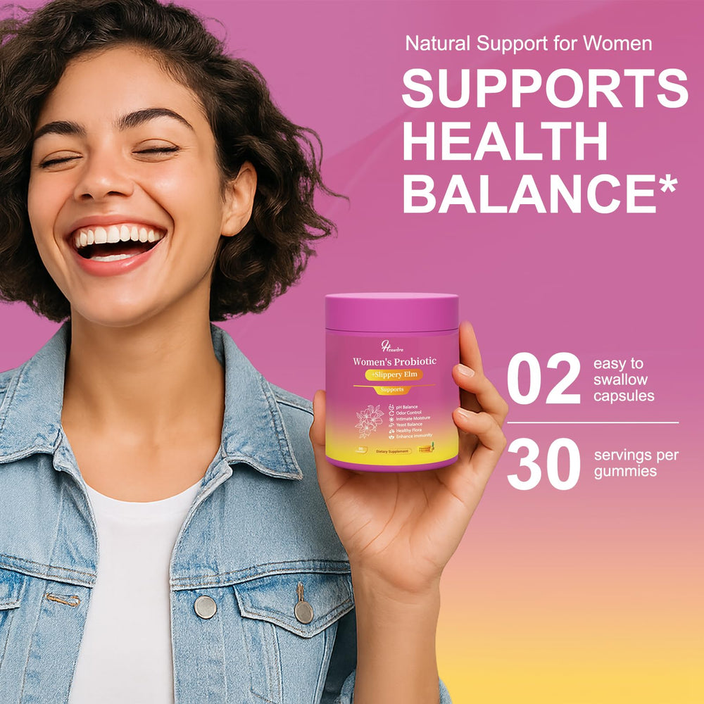 Lifestyle image of a woman taking a probiotic gummy