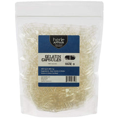 Herb Affair clear empty gelatin capsules size 0, 1000 count