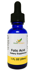 Front view of Herb-Science Liquid Vitamin B9 Folic Acid Drops bottle