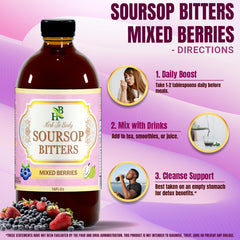 Herb To Body Soursop Bitter Liquid amber bottle on countertop preserves freshness