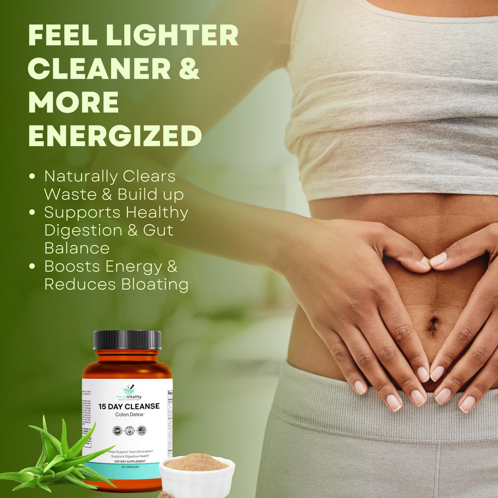 Ingredients display featuring psyllium husk and aloe vera capsules