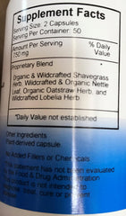 Herbal calcium ingredients: Horsetail Grass, Oat Straw, Nettle Leaf, Lobelia Herb