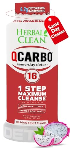 Herbal Clean Qcarbo16 dragon fruit bottle for quick detox support during busy days.