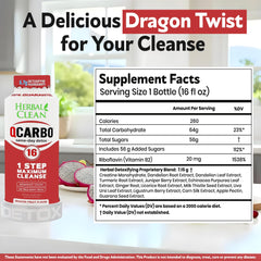 Herbal Clean Qcarbo16 drink pour highlights refreshing dragon fruit flavor for easy use.