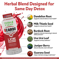 Herbal Clean Qcarbo16 glass hero shot showing vibrant dragon fruit color.