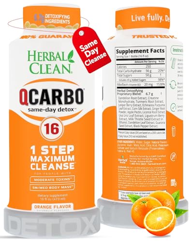 Front view of Herbal Clean Qcarbo16 orange-flavor bottle