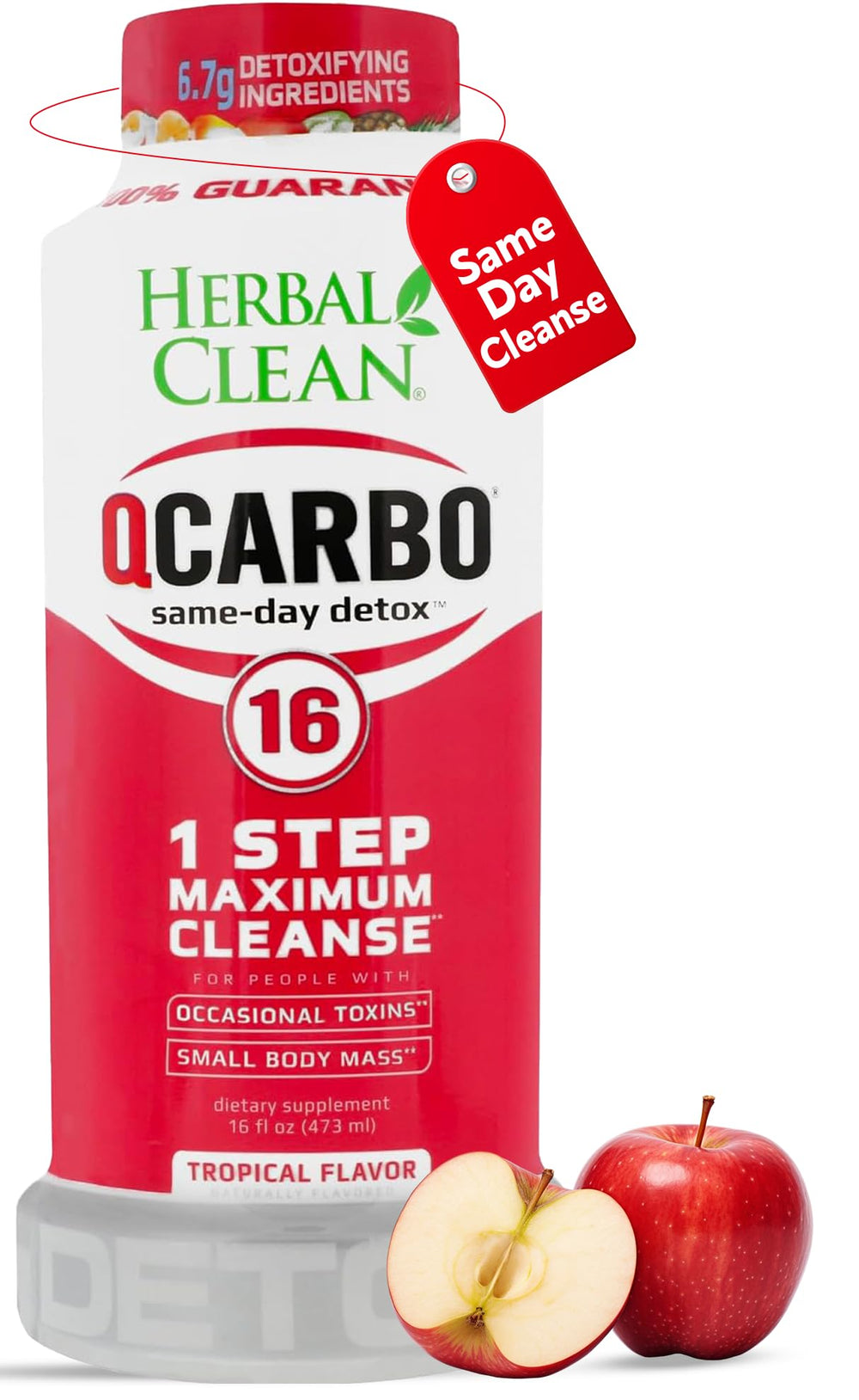 Herbal Clean Qcarbo16 Tropical 16 oz bottle - front view