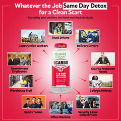 Herbal Clean Qcarbo16 tropical bottle back with ingredients and use guidance.