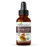 Herbal Goodness Papaya Seeds bottle pour supports digestion and gut wellness.