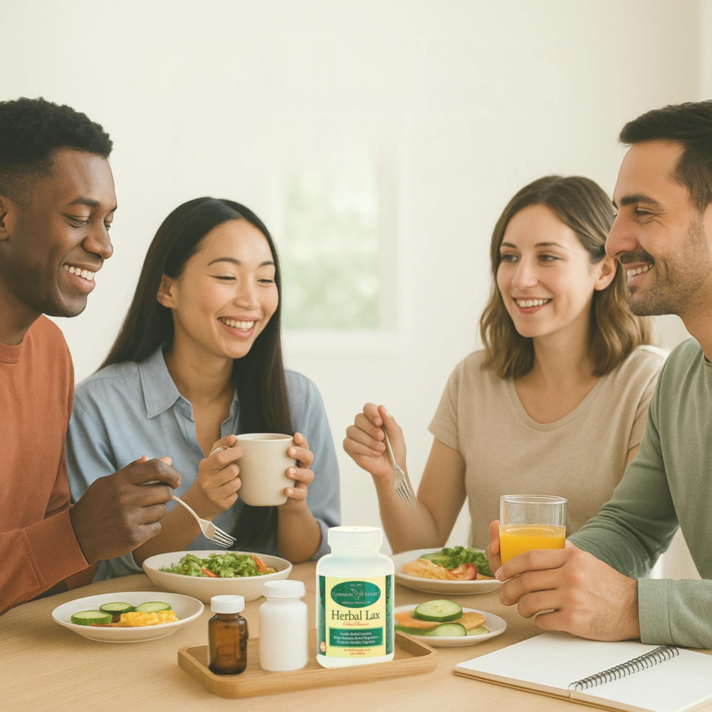 Organic herb icons and non-GMO badge