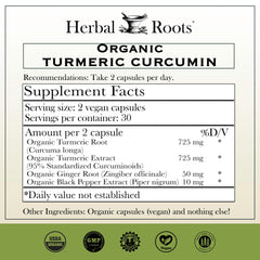 Two Herbal Roots Turmeric Curcumin 1000mg capsules bottles